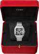 Cartier Santos de Cartier WHSA0015 Nagy méret acél tok acél és bőr szíj kézi felhúzós