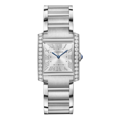 Cartier Tank Française W4TA0021 KÖZEPES MODELL, KVARC ÓRAMŰ, ACÉL, GYÉMÁNTOK