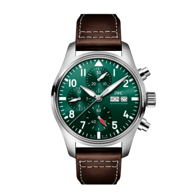 IWC Schaffhausen Pilot 's Watch IW388103 41mm, Pilot Chronograph, steel case, green dial