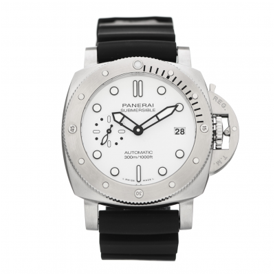 Panerai Submersible Bianco PAM01223 42mm automatic steel case rubber strap, white dial