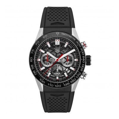 TAG Heuer Carrera CBG2A10.FT6168 45mm automatic chronograph steel case rubber strap