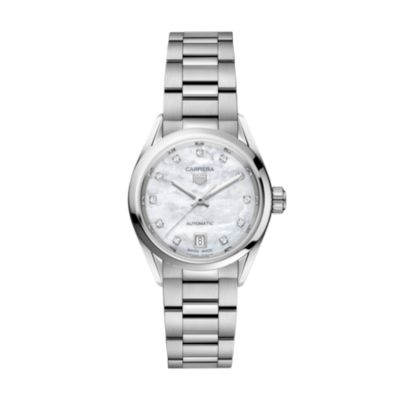 TAG Heuer Carrera WBN2412.BA0621 29mm steel case with mother of pearl dial diamonds