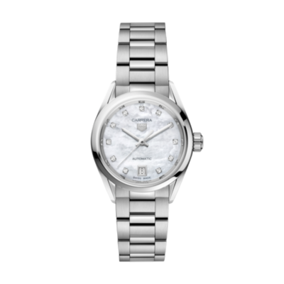 TAG Heuer Carrera WBN2412.BA0621 29mm acél tok gyöngyház számlap gyémánt berakás