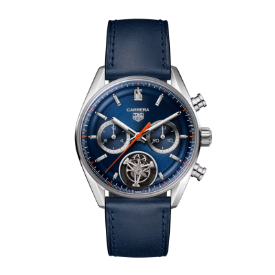 TAG Heuer Carrera CHRONOGRAPH TOURBILLON CBS5010.FC6543 42mm Stahlgehäuse mit Lederband