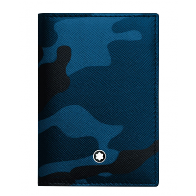 Montblanc Sartorial 118686 Blue Camouflage Leather Polyester Card Holder