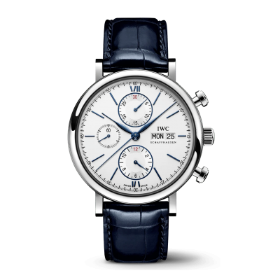 IWC Schaffhausen Portofino Chronograph IW391037 42mm Stahl-Lederband Automatik-Chronograph