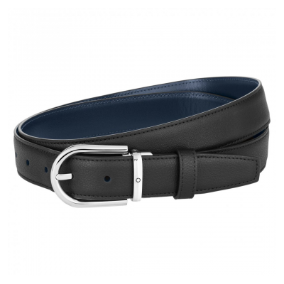 Montblanc 120 cm 128756 Black/blue reversible leather belt