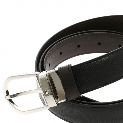 Montblanc 113834 Horseshoe buckle black/brown reversible belt