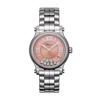 Chopard Happy Sport 278559-3025 36mm stalen kast en gesp met roze wijzerplaat