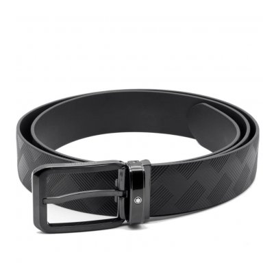 Montblanc 120 cm 130587 Black 35 mm reversible leather belt