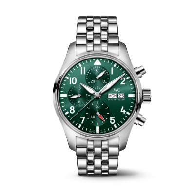 IWC Schaffhausen Pilot 's Watch IW388104 41mm, Pilot Chronograph, steel case, green dial