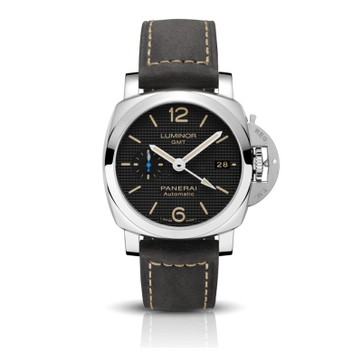 Panerai Luminor PAM01535 42mm steel case leather strap GMT