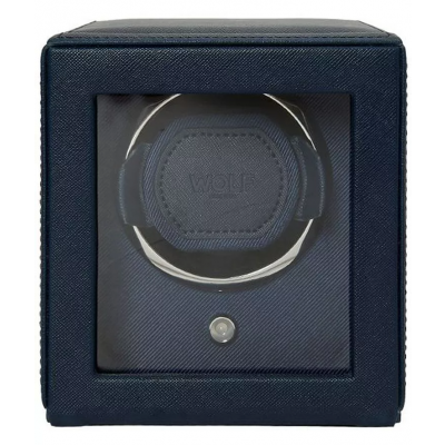Wolf Cub Single Watch Winder with Cover 461128 Óraforgató 1 órához Kék 14 x 15.4 x 14.8 cm