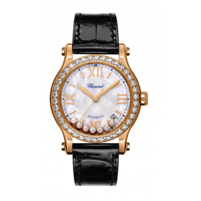 Chopard Happy Sport 274808-5006 36 mm rózsaarany gyémántok, krokodilbőr