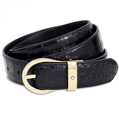 Montblanc 112897 Classic Textured Black Leather Belt