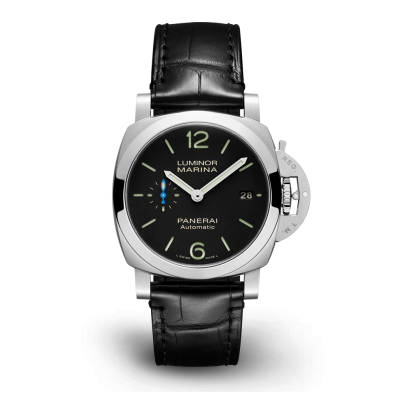 Panerai Luminor Quaranta PAM01372 40mm Stahlgehäuse Lederband schwarzes Zifferblatt