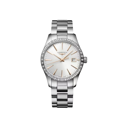 Longines Conquest Classic L23860726 Női kvarc, gyémántokkal kirakott lünetta 34mm