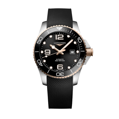 Longines HydroConquest L37823589 43mm steel case with ceramic bezel rubber strap