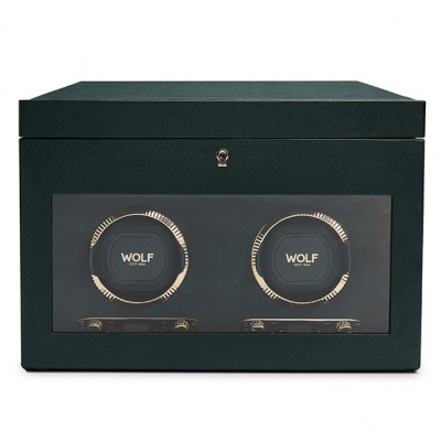 Wolf 33.7CM X 20.3CM X 24.77CM 792241 BRITISH RACING DOUBLE WATCH WINDER WITH STORAGE