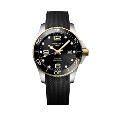 Longines HydroConquest L37823569 43mm steel case with ceramic bezel rubber strap