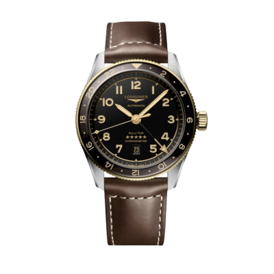 Longines Spirit Zulu Time L38125532 42mm Automatik-Stahlgehäuse mit Lederband