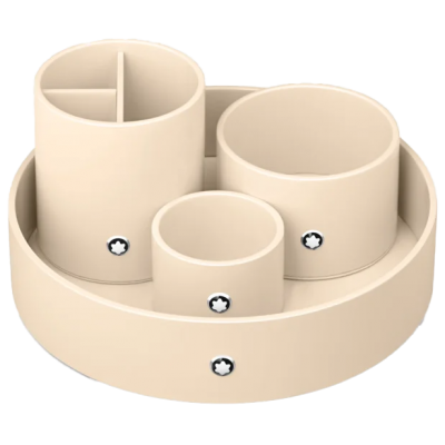 Montblanc 90x90x95 mm 133171 Runder Stifthalter aus elfenbeinfarbenem Lack