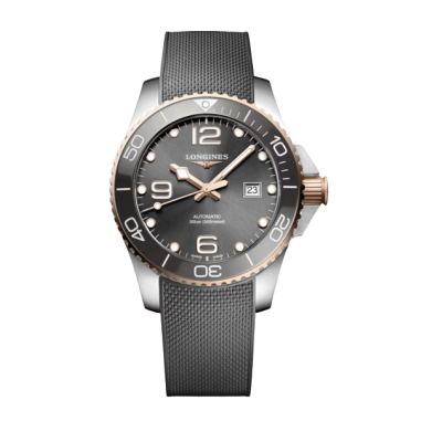 Longines HydroConquest L37823789 43mm steel case with ceramic bezel rubber strap