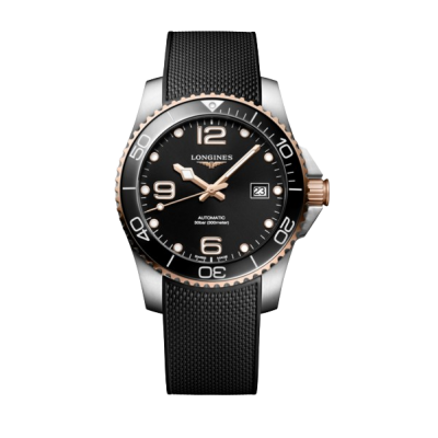 Longines HydroConquest L37813589 41mm steel case with ceramic bezel rubber strap