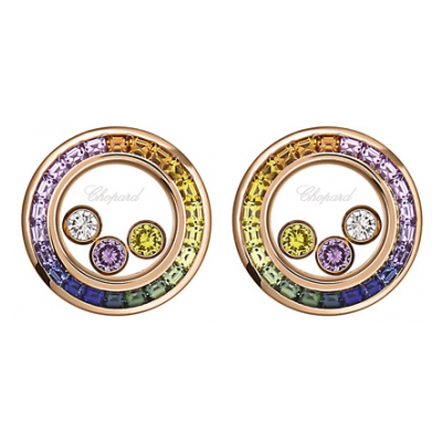 Chopard Happy Diamonds 849437-5801 earclips rose gold with coloured stones