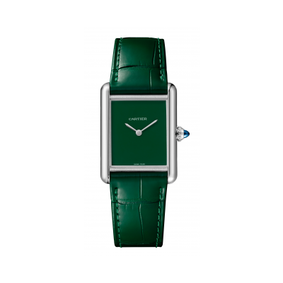 Cartier Tank Must WSTA0056 Must, Large, zöld, acél tok, bőr szíj