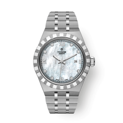 Tudor Royal M28300-0005 28mm acél tok és csat gyöngyház számlap gyémántok
