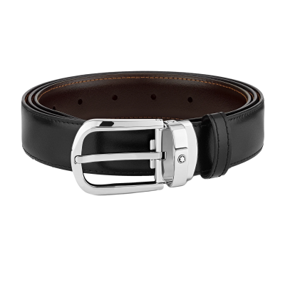 Montblanc 120 cm 114412 black/brown 30 mm reversible leather belt