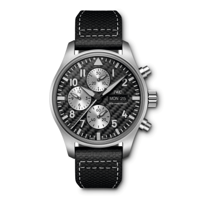 IWC Schaffhausen Pilot 's Watch AMG EDITION IW377903 43mm steel case leather strap carbon dial