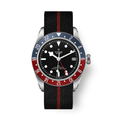 Tudor Black Bay GMT M79830RB-0003 41mm steel case with textile strap