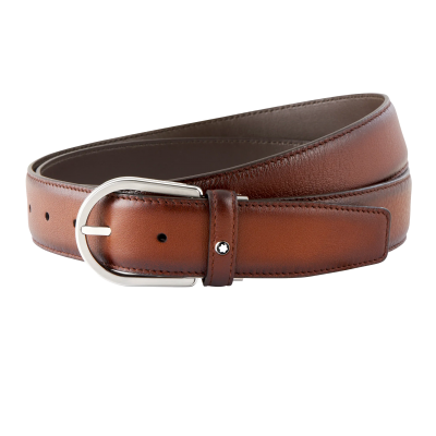 Montblanc 118413 Horseshoe buckle brown 35 mm leather belt