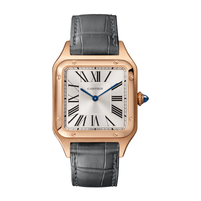 Cartier Santos-Dumont WGSA0021 Nagy modell, kvarc óramű, rózsaarany, bőr