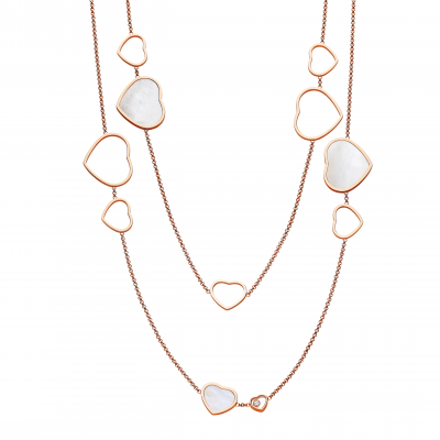 Chopard Happy Hearts 120 cm 817482-5301 SAUTOIR NECKLACE  GOLD DIAMONDS MOTHER-OF-PEARL