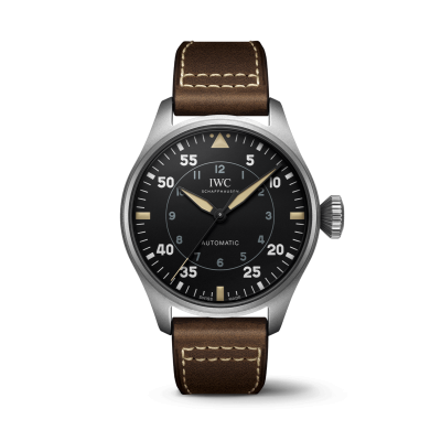IWC Schaffhausen Big Pilot 's Watch IW329701 43mm spitfire titanium case brown leather strap
