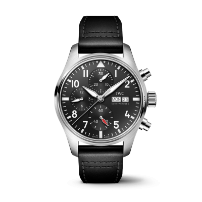 IWC Schaffhausen Pilot 's Watch CHRONOGRAPH 41 IW388111 41mm acél tok bőr szíj kronográf day date kijelzés