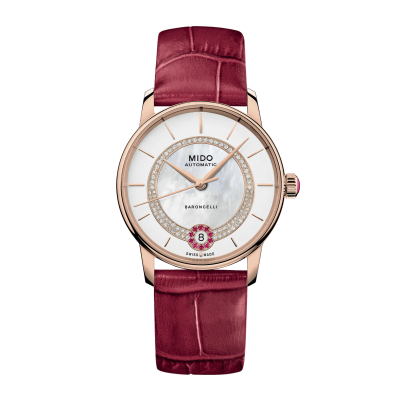 Mido Baroncelli Lady Necklance M0378073603101 33 mm-es acél és arany tok, bőr szíj