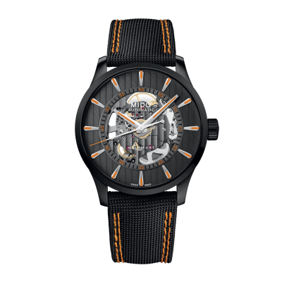 Mido Multifort Skeleton Vertigo M0384363705100 42mm steel case with steel fabric strap