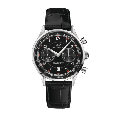 Mido Multifort Patrimony Chronograph M0404271605200 42mm automatic steel case with leather strap