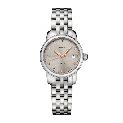 Mido Baroncelli Lady twenty five M0390071107600 25mm steel case with steel clasp with diamonds