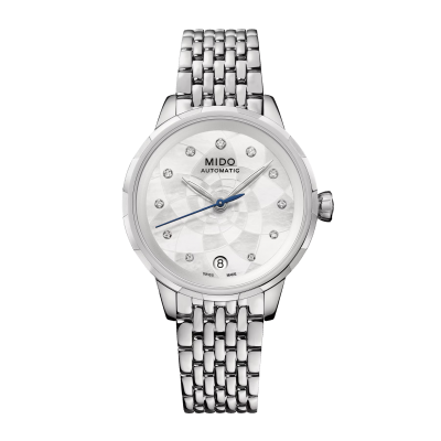 Mido Rainflower M0432071110600 34mm steel case steel strap mother-of-pearl dial