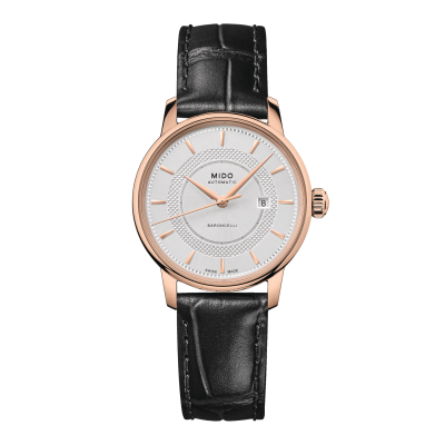 Mido Baroncelli Signature M0372073603101 30mm stainless steel case with leather strap PVD