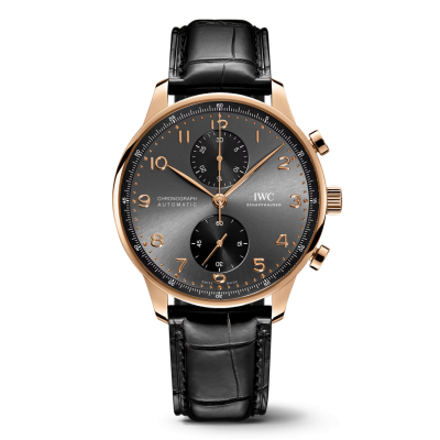 IWC Schaffhausen Portugieser Chronograph IW371610 41mm Goldgehäuse mit Lederband