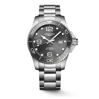 Longines HydroConquest L37824766 43mm Stahlgehäuse Stahlschließe graues Zifferblatt