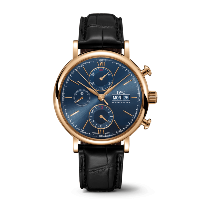 IWC Schaffhausen Portofino Chronograph IW391035 42mm gold case with leather strap