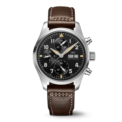 IWC Schaffhausen Pilot 's Watch Chronograph Spitfire IW387903 41mm acél tok bőr szíj