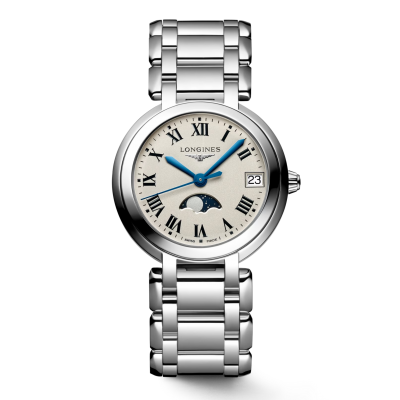 Longines PrimaLuna L81164716 34mm Quarzstahlgehäuse mit Stahlschließe